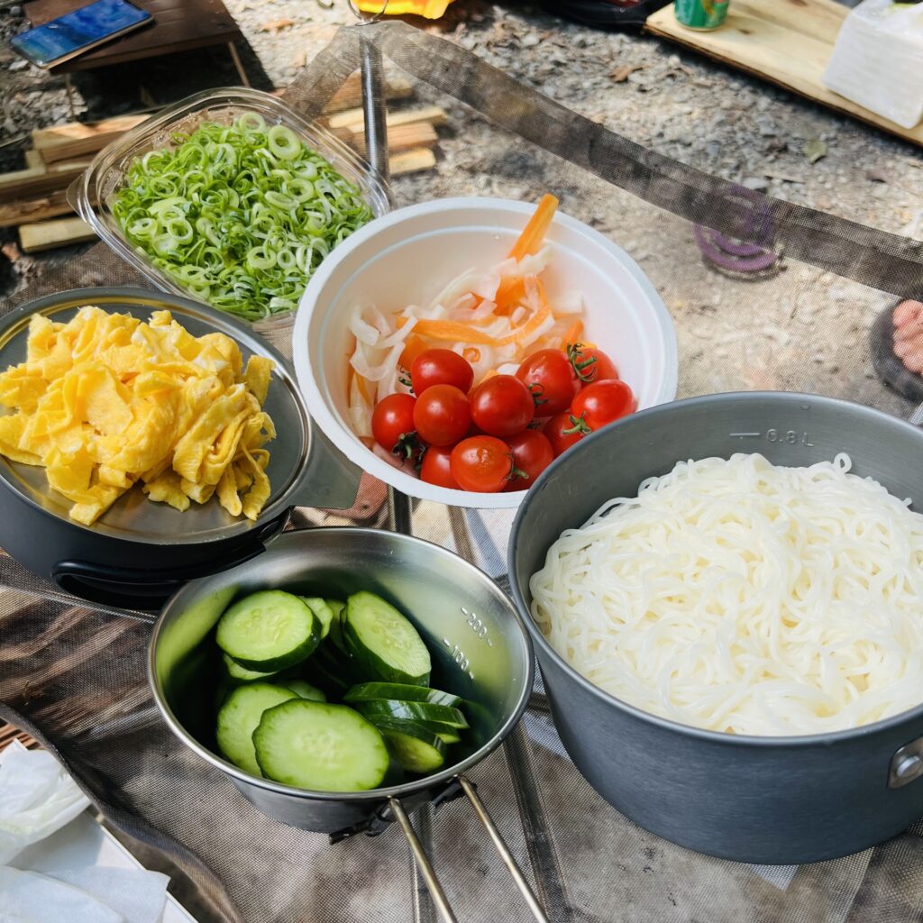 夏キャンプ素麺